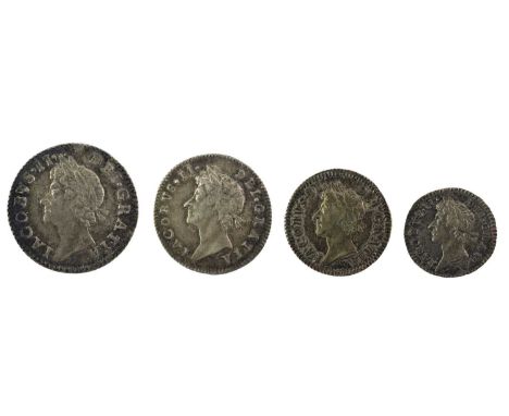 James II, Maundy Set 1686, 4 coins comprising 4d, 3d, 2d and 1d, each with obv. laureate head left, rev. crowned denomination