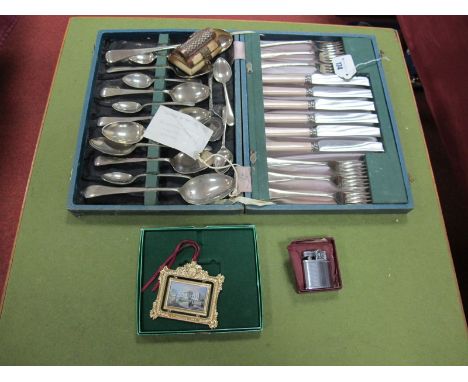 1997 The White House Christmas Decoration, boxed, part canteen of cutlery, trinket box, Ronson lighter, etc. 