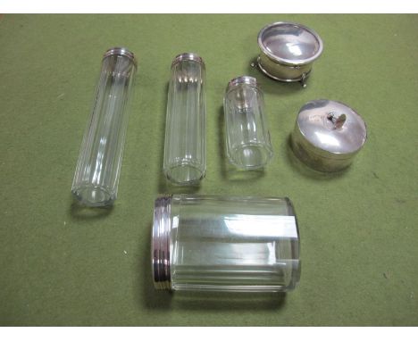 A Hallmarked Silver Gent's Stud Box, of plain circular form with dress stud detail; a hallmarked silver trinket box, of plain