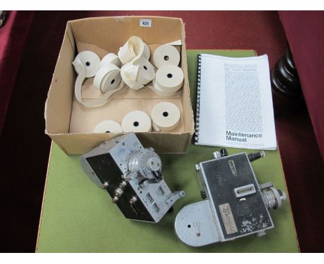 Two Setright Bus Conductors Ticket Machines, paper rolls, maintenance booklet.
