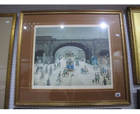 An Arthur Delaney Limited Edition Colour Print, 'Wicker Arches', 42 of 150, 37 x 47.5cm, graphite signed, blind back stamp.