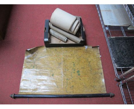 A 'Neepsend' Coach Works' Brass Wall Sign, Ordnance Survey map, Chinese prints, calendars.