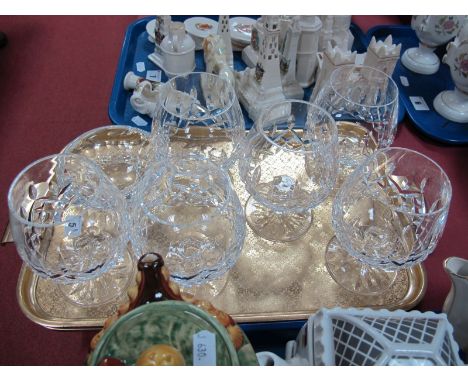 Six Waterford Crystal Brandy/Cognac Glasses, in the Lismore Pattern; together with Waterford crystal ashtray:- One Tray