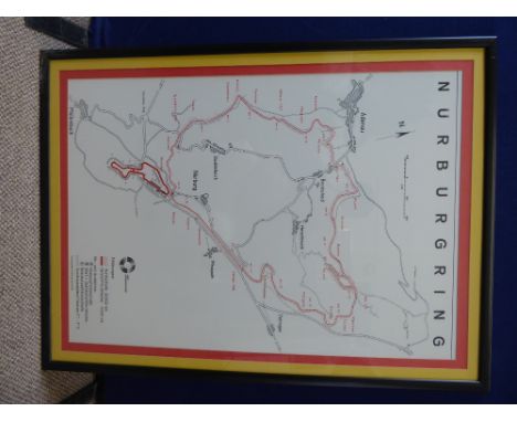 Motor Racing Interest, A Print of the Nuremberg Track Map, approx 56 x 80 cms, framed and glazed.