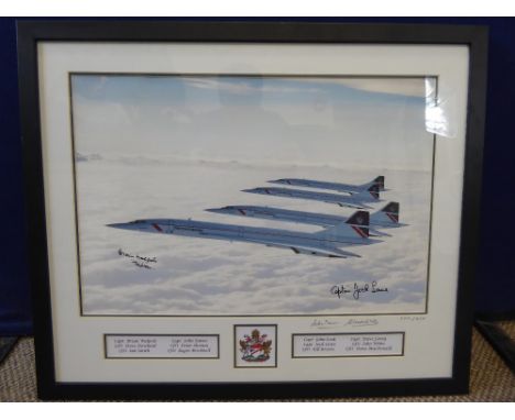 Adrian Meredith Aviation Photographer, Limited Edition Photographic Print, nr 9/250 entitled 'Four Concordes', signed by two 