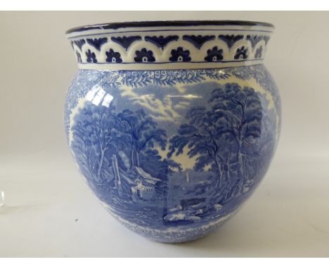 A Large Fenton Foley Ware Blue and White Conservatory Planter, approx 28 cms