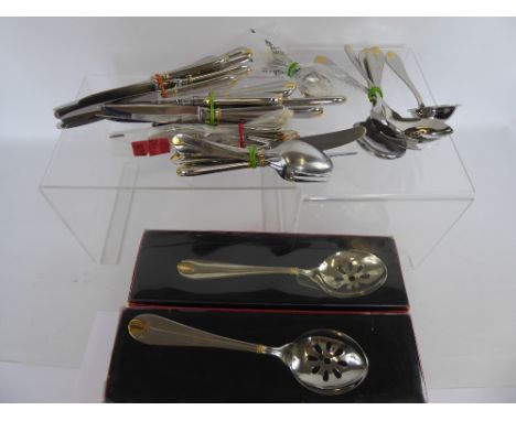 Villeroy & Bosch Stainless Steel and Gold Metal Cutlery Set, including six large knives, eight steak knives, eight fish knive