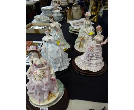 Five Royal Worcester figures entitled 'The Graceful Arts', made for Compton & Woodhouse on wooden plinths
