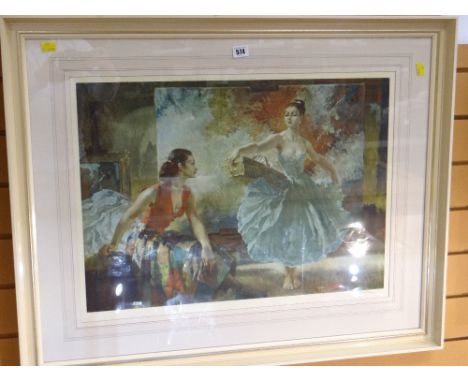 SIR RUSSELL WILLIAM FLINT print of two Mediterranean females with embossed AOJ mark, signed in pencil