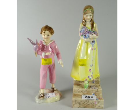 A Royal Worcester figure 'Parakeet' & Royal Worcester figure 'The Bridesmaid'