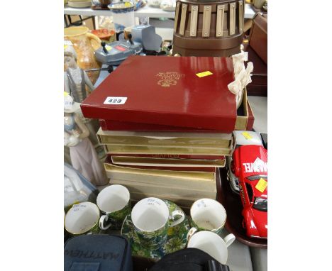 Six Royal Albert 'Gwynevere' coffee cans & saucers together with a collection of Royal Grafton Christmas plates