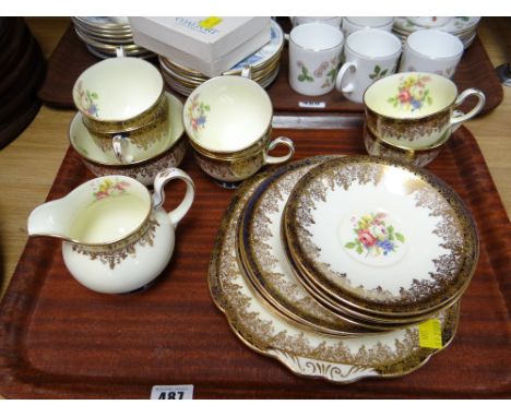A parcel of vintage Collingwoods bone china gilt & floral decorated teaware