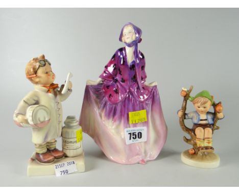 Royal Doulton figure 'Sweet Anne' together with two Hummel figures