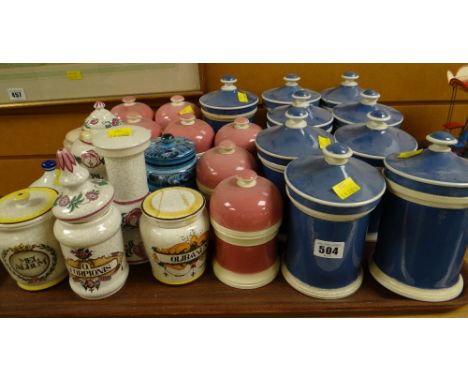 Collection of continental & English ceramic apothecary jars