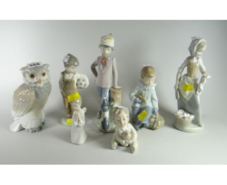 Parcel of various Nao figures & an owl