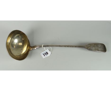 Hallmarked silver London 1839 soup ladle, 8 troy ounces approx. 