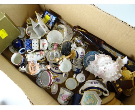 Parcel of miniature china cup saucers & ornaments