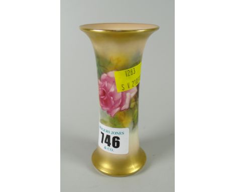 A Royal Worcester hand decorated with roses small bud vase