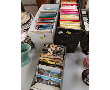 Collection of various vintage ordnance survey maps together with a box of vintage postcards