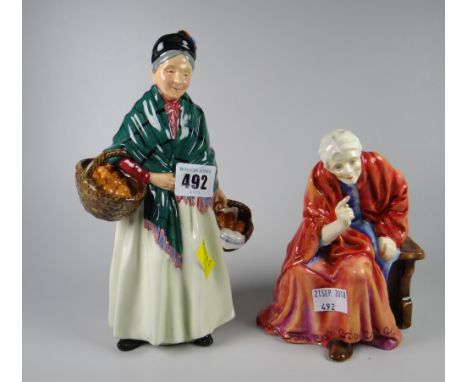 Royal Worcester figure by F G Doughty 'The Fortune Teller' together with Royal Doulton figure 'The Orange Lady'