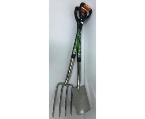 A Green Blade stainless border fork and spade