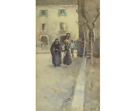 Henry Scott Tuke RA RWS (1858-1929) A street scene, North Africa, possibly Algiers, 1925watercolour24 x 14cmProvenance: The p