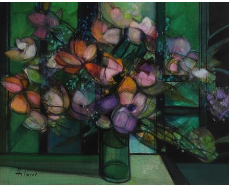 ▲ Camille Hilaire (French, 1916-2004) Summer flowers in a glass vasesigned 'Hilaire' l.l., oil on canvas73 x 92cmCondition Re