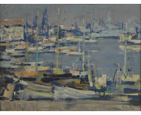 ▲ Eugène Baboulène (French, 1905-1994) 'Le Matin, Port de Toulon' signed 'E. Baboulene' l.r., also signed, inscribed with tit