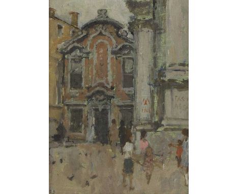 ▲ Bernard Dunstan RA (1920-2017) By San Stae, Venicesigned with initials l.l., oil on board28.5 x 21cmProvenance: With Thomas