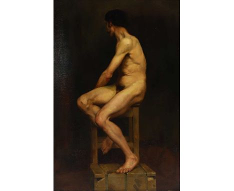 Harold William Boutcher (fl.1893-1903) Study of a nude male modeloil on canvas91 x 61cmProvenance: The private collection of 