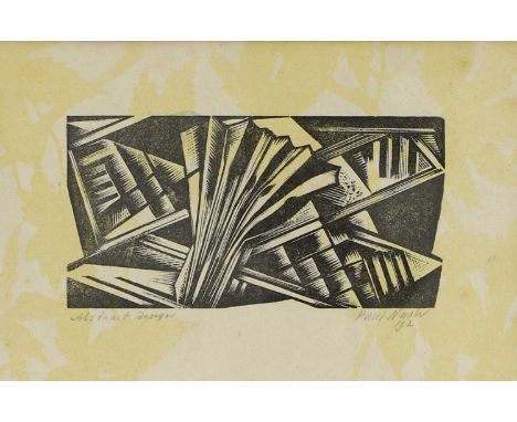 Paul Nash (1889-1946) 'Abstract Design', woodcut on leaf-patterned paper, signed 'Paul Nash', inscribed with title and number