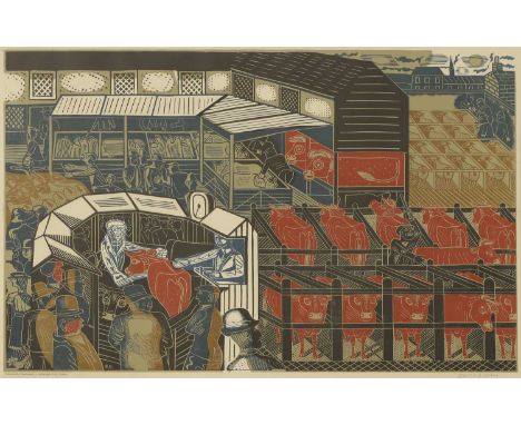 ▲ Edward Bawden RA (1903-1989) 'Cattle Market, Braintree'lithograph in colours after a linocut of the same title, 1937, signe