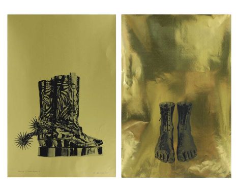 ▲ Clive Barker (b.1940) 'Homage to Magritte #2' (gold);'Homage to Marlon Brando #1' (gold)two screenprints, each signed and d