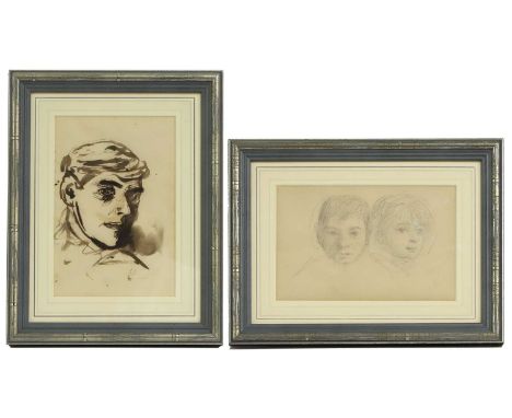 Henry Scott Tuke RA RWS (1858-1929)  Head of a boy pen and ink and wash 17 x 11.5cm; together with: Two boys pencil 12 x 17cm