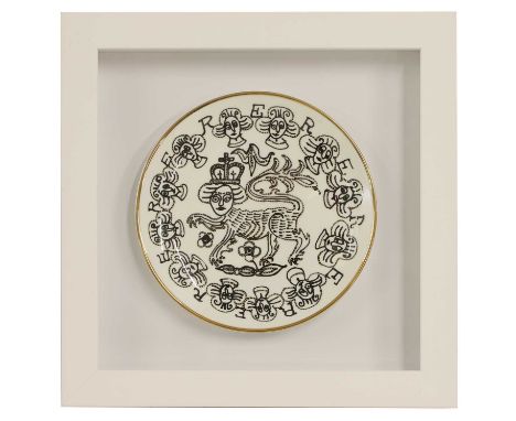 ▲ After Sir Grayson Perry RA 'Lion Queen', 2022a glazed fine china plate, based on the 'Lion Queen Charger' Perry created for