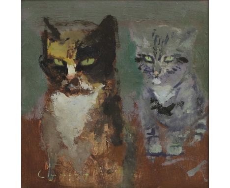 ▲ Fred Cuming RA (1930-2022) Two catssigned 'Cuming' l.l., oil on board21 x 21cmCondition ReportFramed: 29 x 29cmAppears to b