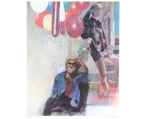 ▲ Sir Peter Blake RA (b.1932) 'David Hockney in a Hollywood/Spanish Interior', 1965offset lithograph in colours, signed 'Pete