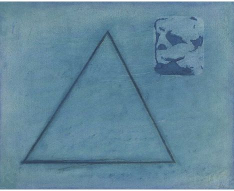 ▲ Prunella Clough (1919-1999) Untitled (triangle on blue)signed 'Clough' l.r., watercolour and gouache31 x 36cmProvenance: Th