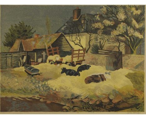 ▲ John Aldridge RA (1905-1983) 'An Essex Farmyard'lithograph in colours, 1948, signed 'John Aldridge' in pencil l.r.image 40.