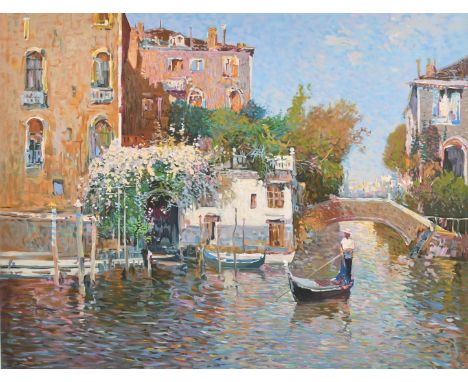 Ming Feng (b.1957) 'The Gondolier', serigraph, signed and numbered 268/350 in pencil, 24" x 30".