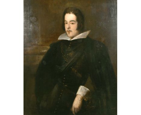 19th century school, A half-length portrait of a gentleman, oil on canvas, 42" x 34".