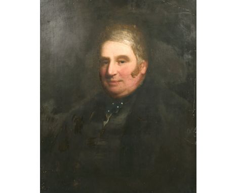 19th century English school, A bust length portrait of a gentleman, oil on canvas, 30" x 25".