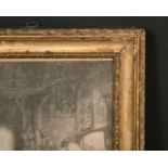 A pair of carved giltwood 18th century frames, rebate size 8.5" x 7", 21.5 x 17.75 cm, (2).