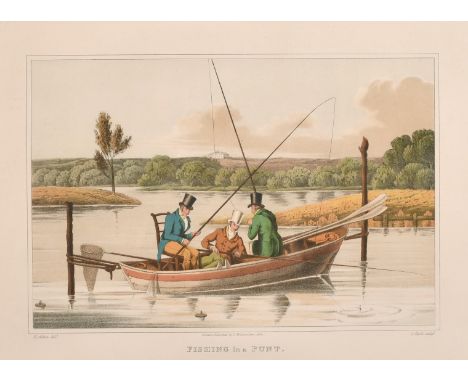 Clark after Alken, A set of six hunting and fishing prints, 9" x 12".