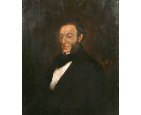 19th century probably French school, A bust length portrait of a gentleman, oil on canvas, 30" x 25", (unframed).