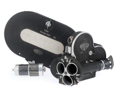 to include an Arrriflex 16, body G, viewfinder clear with a little haze, not tested, with a 140m film magazine, body G, both 
