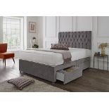 RRP £50 Fireplaces 4 Life Sydney Plush 24" Headboard (Grey Plush Velvet, 4ft Small Double)