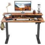 RRP £259.99 FEZIBO 120 * 60cm Standing Desk Adjustable Electric Height with Drawers, Double Storage