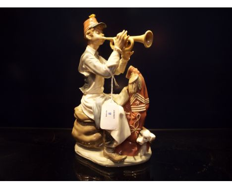 A Lladro Norman Rockwell Series 'Practice Makes Perfect' figurine of a boy playing his trumpet, marks to base