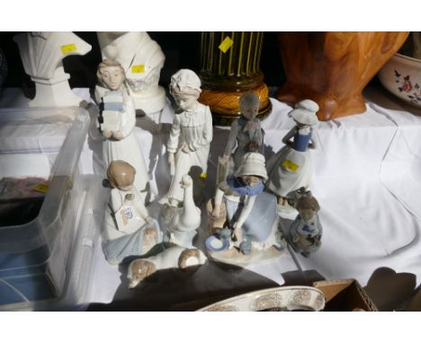 Nine Lladro and Nao figures 